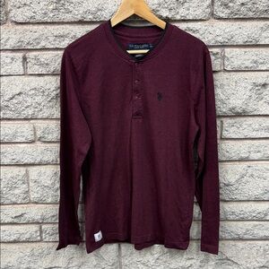 U.S. Polo Assn. Men's Maroon Long Sleeve Henley